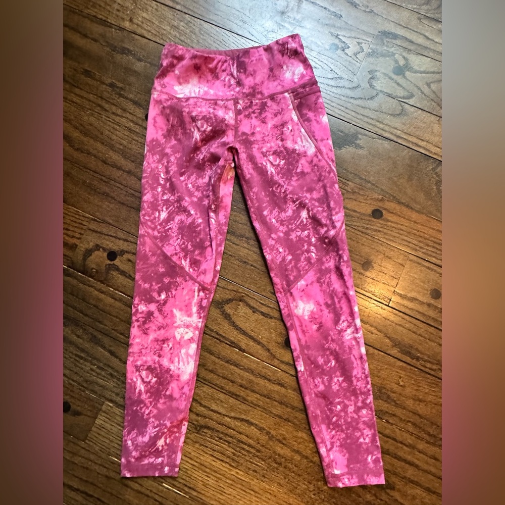 Girls Pink Tie-Dye Leggings